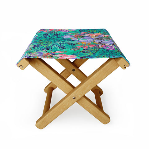 Marta Barragan Camarasa Nature among blue mandalas Folding Stool