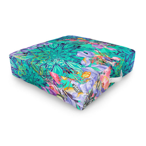 Marta Barragan Camarasa Nature among blue mandalas Outdoor Floor Cushion