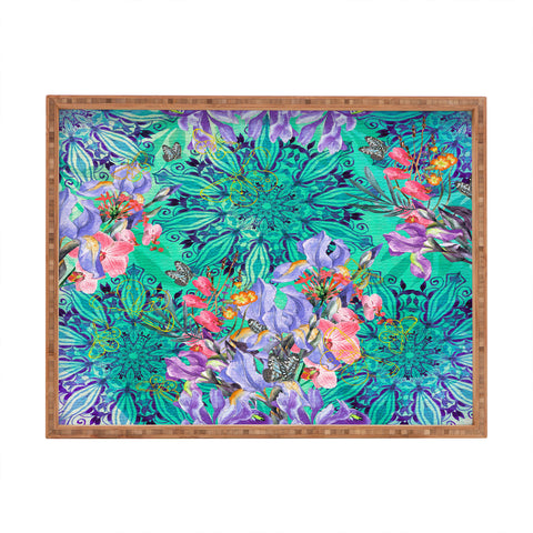Marta Barragan Camarasa Nature among blue mandalas Rectangular Tray