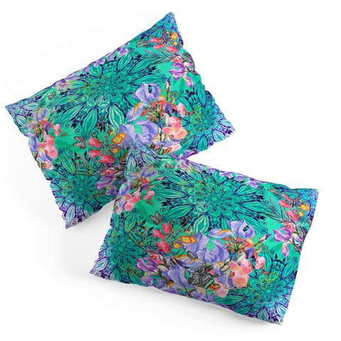 Marta Barragan Camarasa Nature among blue mandalas Pillow Shams