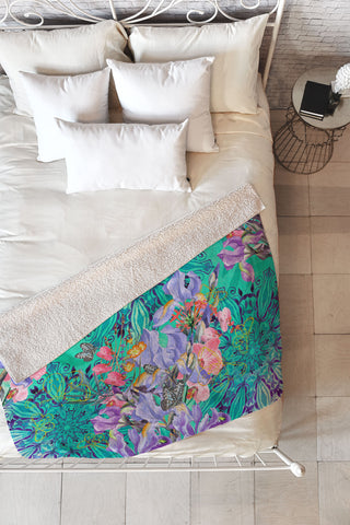 Marta Barragan Camarasa Nature among blue mandalas Fleece Throw Blanket