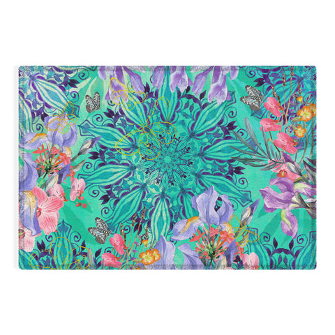 Marta Barragan Camarasa Nature among blue mandalas Outdoor Rug