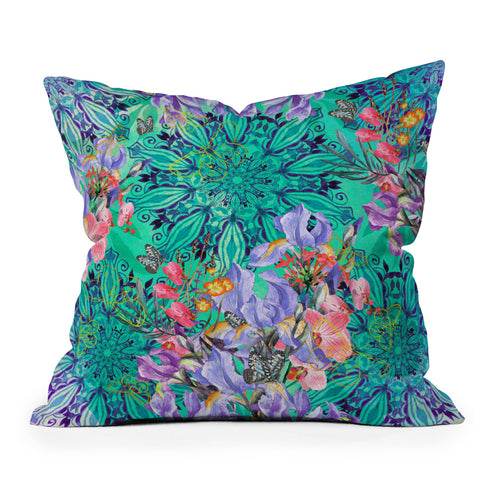 Marta Barragan Camarasa Nature among blue mandalas Throw Pillow