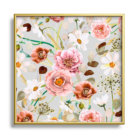 Marta Barragan Camarasa Nice garden blooms Metal Square Framed Art Print