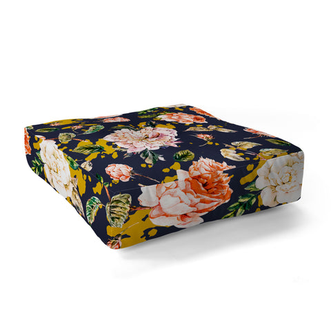 Marta Barragan Camarasa Night garden brushstrokes Floor Pillow Square