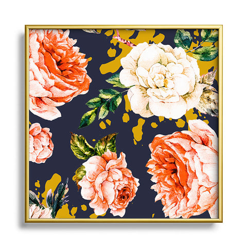 Marta Barragan Camarasa Night garden brushstrokes Square Metal Framed Art Print