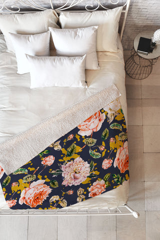 Marta Barragan Camarasa Night garden brushstrokes Fleece Throw Blanket