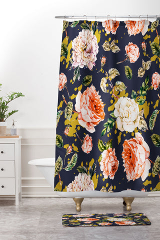 Marta Barragan Camarasa Night garden brushstrokes Shower Curtain And Mat
