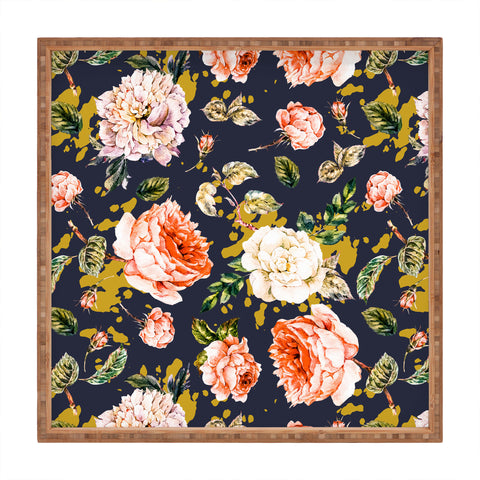 Marta Barragan Camarasa Night garden brushstrokes Square Tray