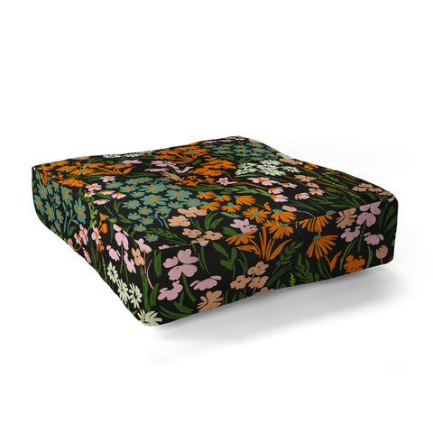 Marta Barragan Camarasa Night in the flowered meadow Floor Pillow Square
