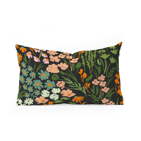 Marta Barragan Camarasa Night in the flowered meadow Oblong Throw Pillow