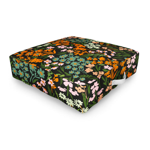 Marta Barragan Camarasa Night in the flowered meadow Outdoor Floor Cushion