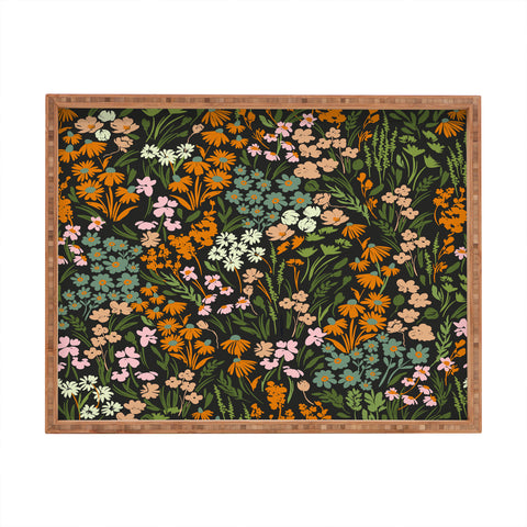 Marta Barragan Camarasa Night in the flowered meadow Rectangular Tray