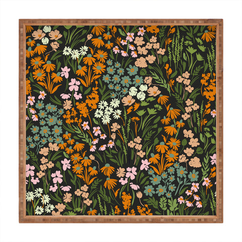 Marta Barragan Camarasa Night in the flowered meadow Square Tray
