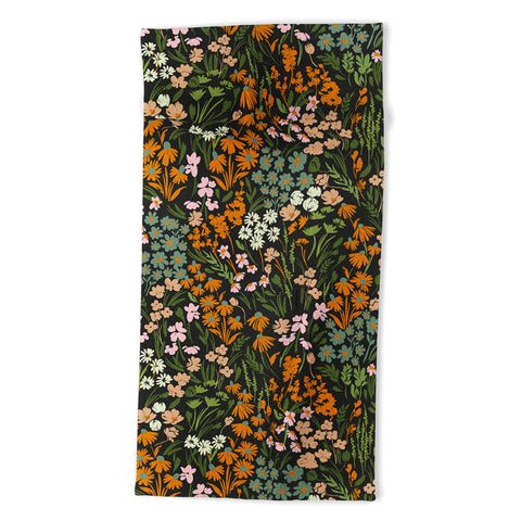 Marta Barragan Camarasa Night in the flowered meadow Beach Towel