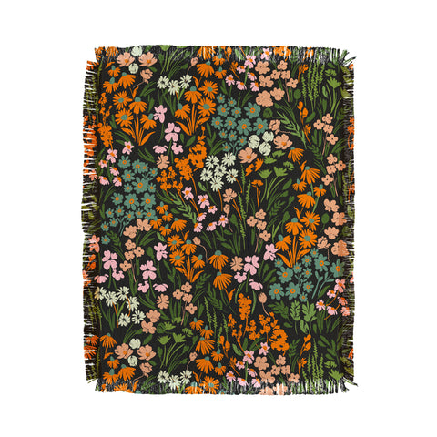 Marta Barragan Camarasa Night in the flowered meadow Throw Blanket