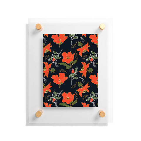 Marta Barragan Camarasa Night red bloom Floating Acrylic Print