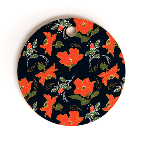 Marta Barragan Camarasa Night red bloom Cutting Board Round
