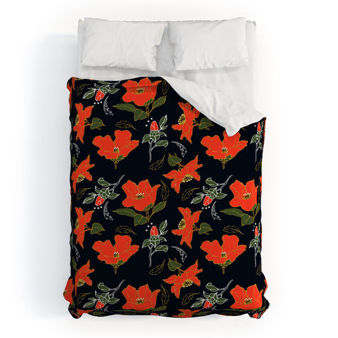 Marta Barragan Camarasa Night red bloom Duvet Cover