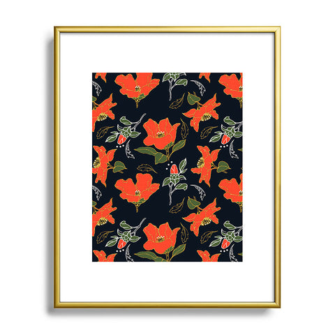 Marta Barragan Camarasa Night red bloom Metal Framed Art Print
