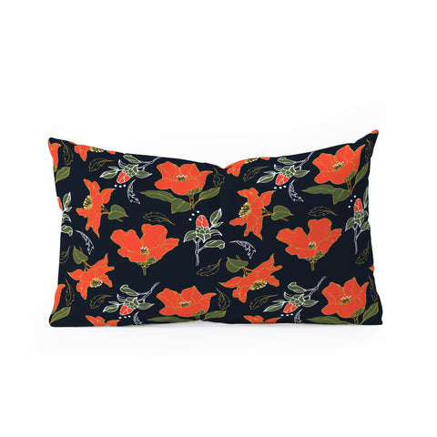 Marta Barragan Camarasa Night red bloom Oblong Throw Pillow