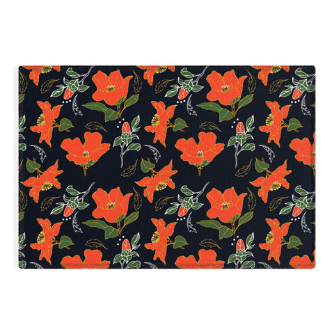 Marta Barragan Camarasa Night red bloom Outdoor Rug