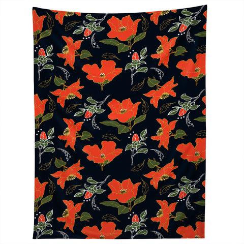 Marta Barragan Camarasa Night red bloom Tapestry