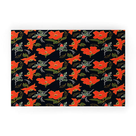 Marta Barragan Camarasa Night red bloom Welcome Mat