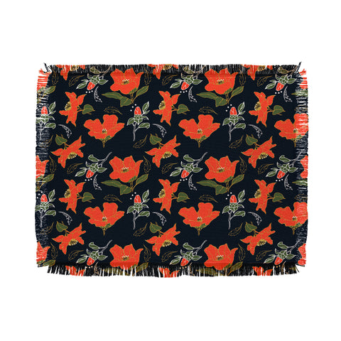 Marta Barragan Camarasa Night red bloom Throw Blanket
