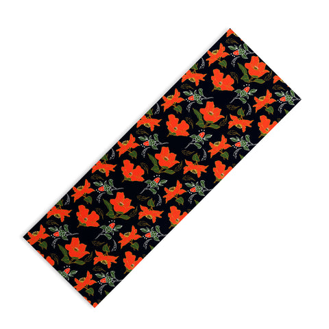 Marta Barragan Camarasa Night red bloom Yoga Mat