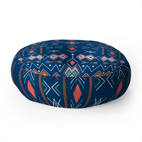 Marta Barragan Camarasa Nomadic tribal elements Floor Pillow Round