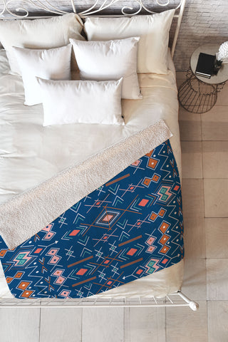 Marta Barragan Camarasa Nomadic tribal elements Fleece Throw Blanket