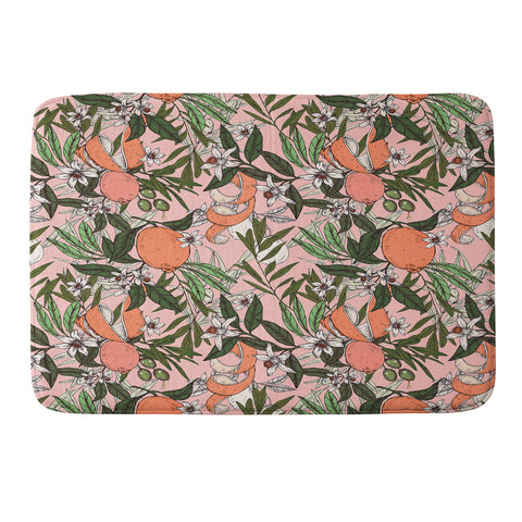 Marta Barragan Camarasa Olives in the orange flowers Memory Foam Bath Mat