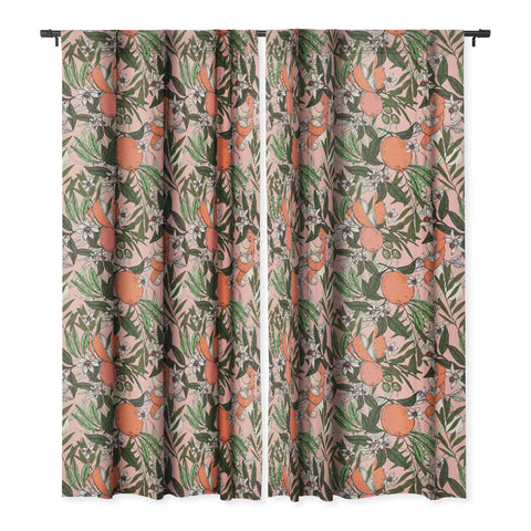 Marta Barragan Camarasa Olives in the orange flowers Blackout Window Curtain