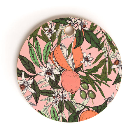 Marta Barragan Camarasa Olives in the orange flowers Cutting Board Round
