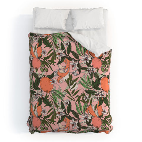 Marta Barragan Camarasa Olives in the orange flowers Duvet Cover