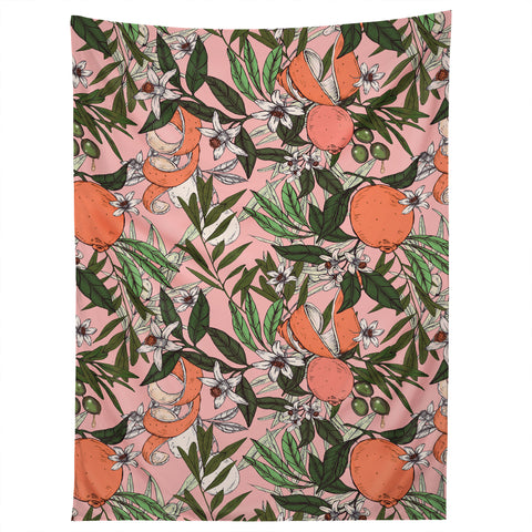 Marta Barragan Camarasa Olives in the orange flowers Tapestry