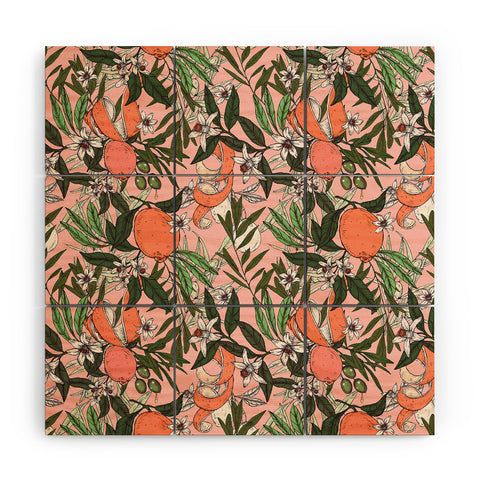 Marta Barragan Camarasa Olives in the orange flowers Wood Wall Mural