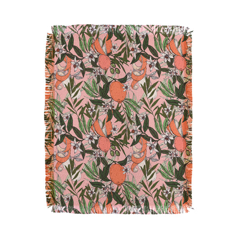 Marta Barragan Camarasa Olives in the orange flowers Throw Blanket