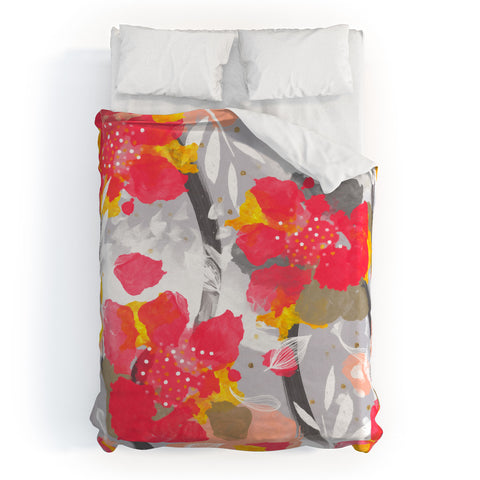 Marta Barragan Camarasa PAINT ABSTRACT FLOWERS Duvet Cover