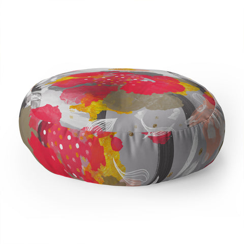 Marta Barragan Camarasa PAINT ABSTRACT FLOWERS Floor Pillow Round