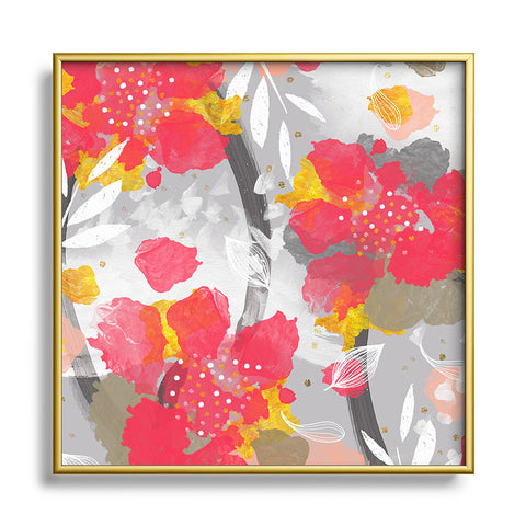 Marta Barragan Camarasa PAINT ABSTRACT FLOWERS Square Metal Framed Art Print