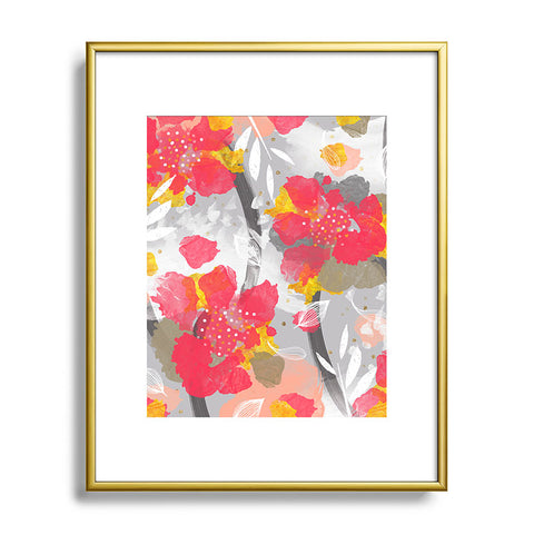 Marta Barragan Camarasa PAINT ABSTRACT FLOWERS Metal Framed Art Print