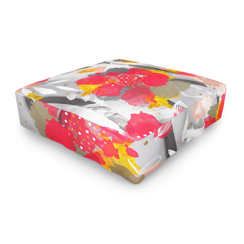 Marta Barragan Camarasa PAINT ABSTRACT FLOWERS Outdoor Floor Cushion