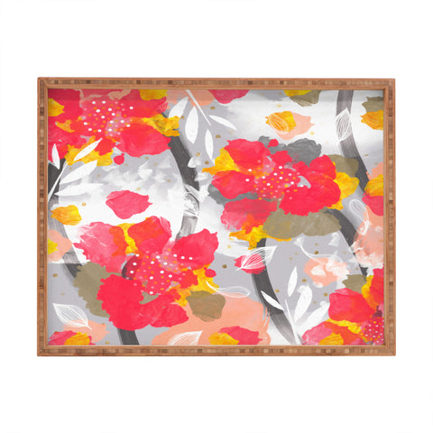 Marta Barragan Camarasa PAINT ABSTRACT FLOWERS Rectangular Tray