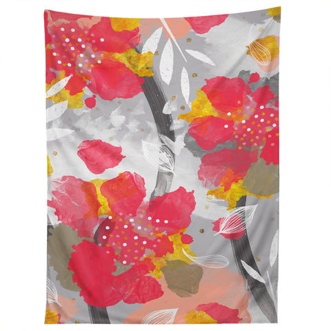 Marta Barragan Camarasa PAINT ABSTRACT FLOWERS Tapestry