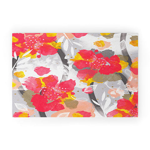 Marta Barragan Camarasa PAINT ABSTRACT FLOWERS Welcome Mat