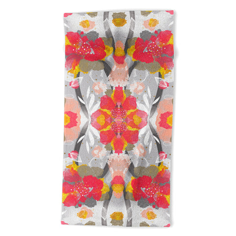 Marta Barragan Camarasa PAINT ABSTRACT FLOWERS Beach Towel