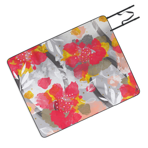 Marta Barragan Camarasa PAINT ABSTRACT FLOWERS Picnic Blanket
