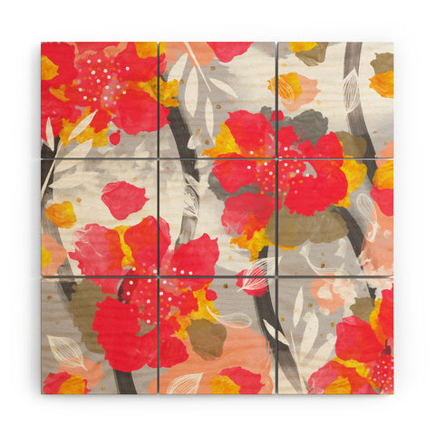 Marta Barragan Camarasa PAINT ABSTRACT FLOWERS Wood Wall Mural